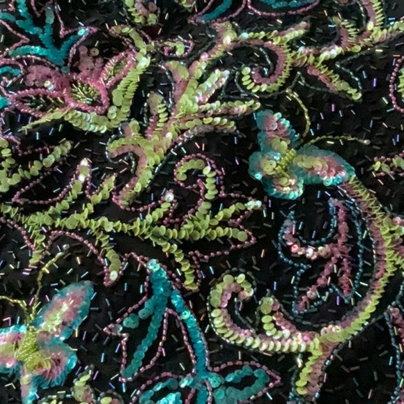 Simon Chang Top Large Black Multicolor Butterflies - Picture 6 of 7